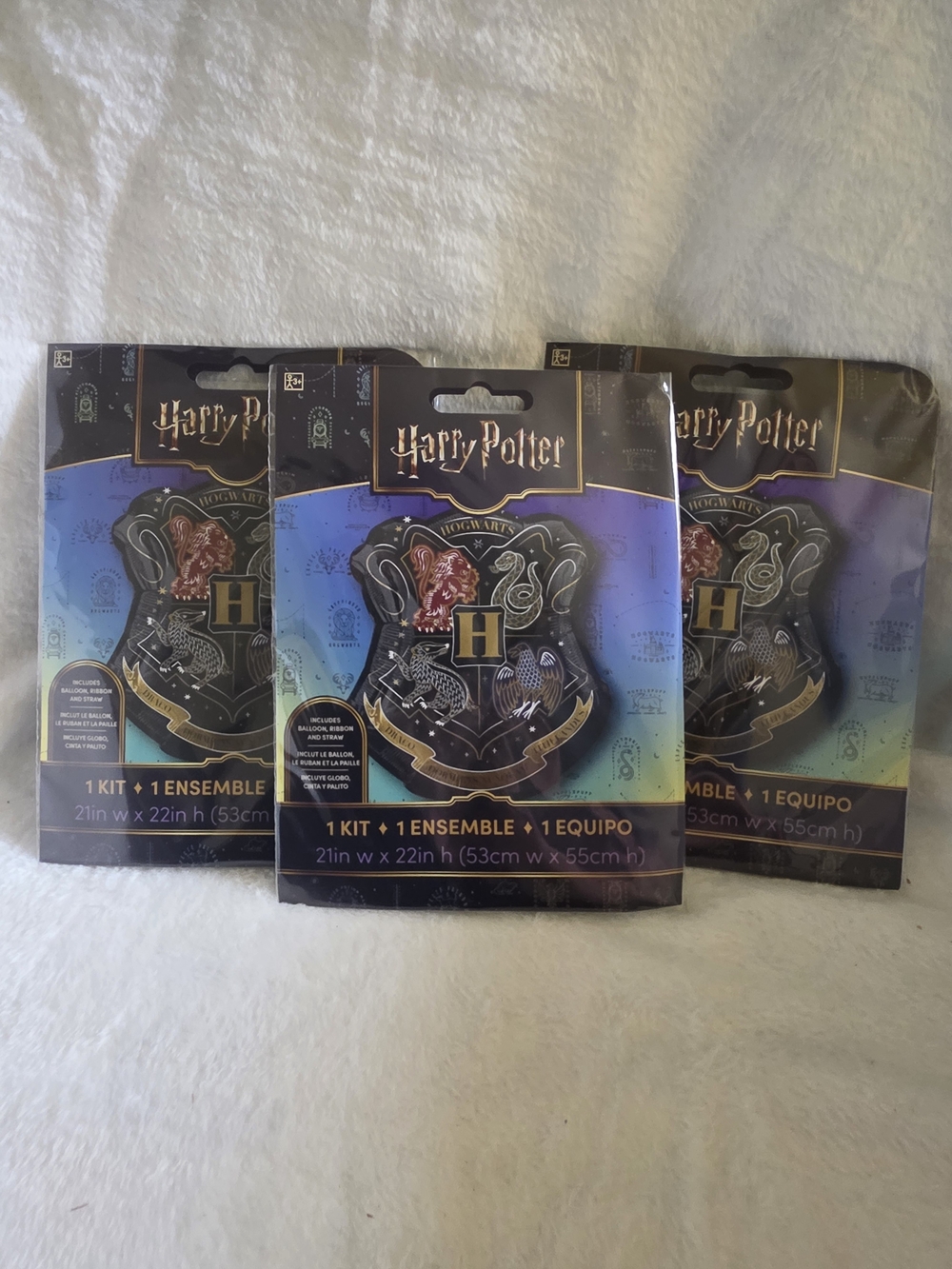Harry Potter Hogwarts Crest Foil Balloon Retail Kits (3-Pack) – Air or Helium -
